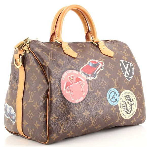 Louis Vuitton Speedy Bandouliere Bag Limited Edition World Tour Monogram Canvas - Picture 3 of 9